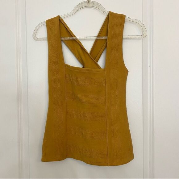 Maeve Anthropologie Stephie Cross-Back Gold Top Size Small - Picture 5 of 12
